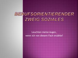 Berufsorientierender Zweig Soziales