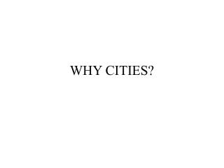 WHY CITIES?