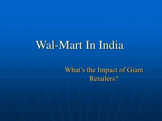 Wal-Mart In India