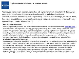 iHouse.pl - serwis z nieruchomościami
