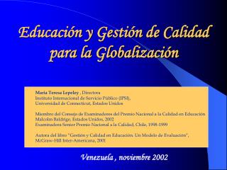 Educación y Gestión de Calidad para la Globalización