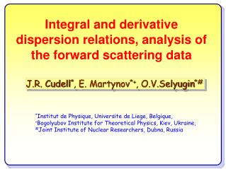 Integral and derivative dispersion relations, analysis of the forward scattering data