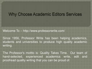 Why Choose Academic Editors Services