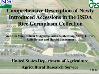 Comprehensive Description of Newly Introduced Accessions in the USDA Rice Germplasm Collection