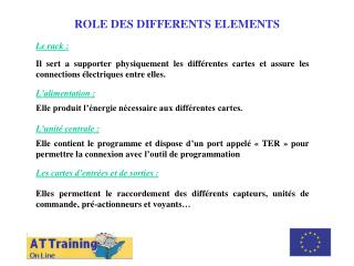 ROLE DES DIFFERENTS ELEMENTS