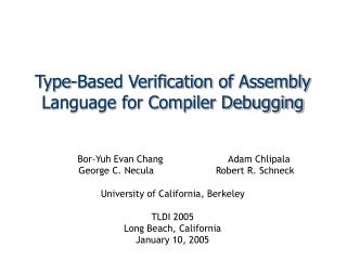 Type-Based Verification of Assembly Language for Compiler Debugging