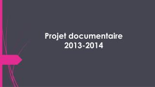 Projet documentaire 2013-2014