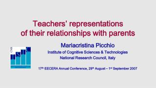 Teachers’ representations of their relationships with parents