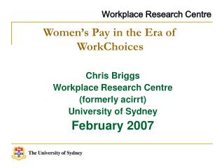 Women’s Pay in the Era of WorkChoices