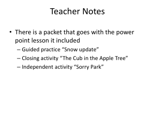 Teacher Notes