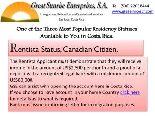 One of the T hree M ost P opular Residency Statuses A vailable to You in Costa Rica.