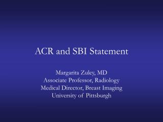 ACR and SBI Statement