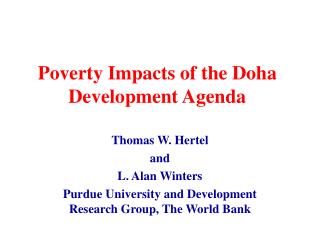 Poverty Impacts of the Doha Development Agenda