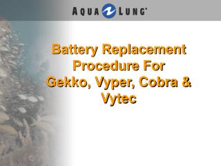 Battery Replacement Procedure For Gekko, Vyper, Cobra &amp; Vytec