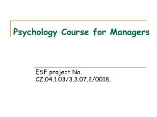 Psychology Course for Managers