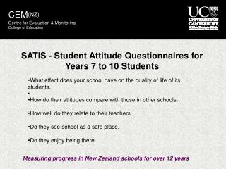 SATIS - Student Attitude Questionnaires for Years 7 to 10 Students
