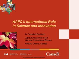 AAFC’s International Role in Science and Innovation