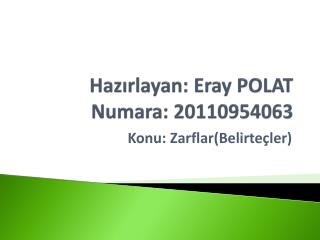Hazırlayan: Eray POLAT Numara: 20110954063