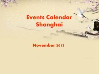 Events Calendar Shanghai