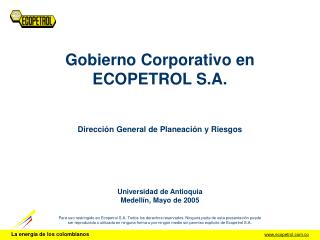 Gobierno Corporativo en ECOPETROL S.A.