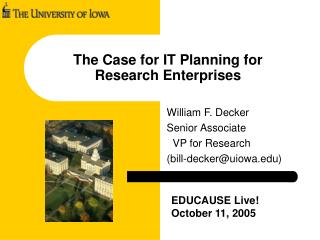 The Case for IT Planning for Research Enterprises
