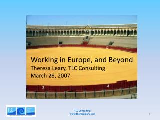 Working in Europe, and Beyond Theresa Leary, TLC Consulting March 28, 2007