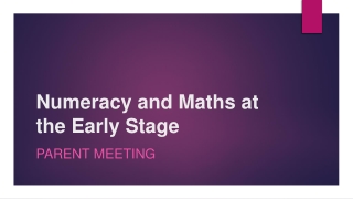 Numeracy and Maths at the Early Stage