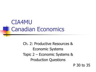 CIA4MU Canadian Economics