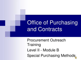 Office of Purchasing and Contracts