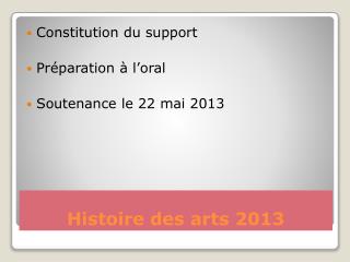 Histoire des arts 2013