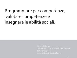 Programmare per competenze, valutare competenze e insegnare le abilità sociali.