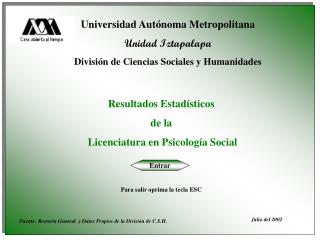 Universidad Autónoma Metropolitana Unidad Iztapalapa División de Ciencias Sociales y Humanidades