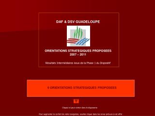 DAF &amp; DSV GUADELOUPE ORIENTATIONS STRATEGIQUES PROPOSEES 2007 – 2011