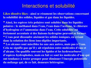 Interactions et solubilité