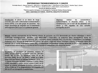 ENFERMEDAD TROMBOEMBOLICA Y CANCER
