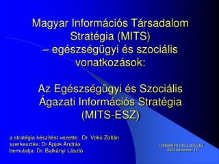 a stratégia készítést vezette: Dr. Vokó Zoltán szerkesztés: Dr Apjok András