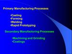 Primary Manufacturing Processes Casting Forming Welding Rapid Prototyping
