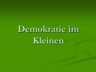 Demokratie im Kleinen