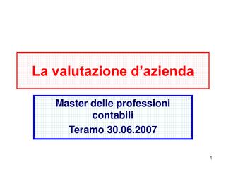 La valutazione d’azienda