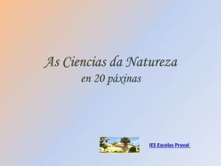 As Ciencias da Natureza en 20 páxinas