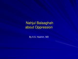 Nahjul Balaaghah about Oppression