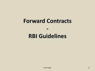 Forward Contracts - RBI Guidelines