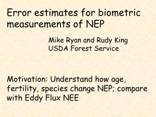 Error estimates for biometric measurements of NEP