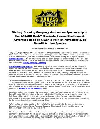Victory Brewing Company Announces Sponsorship of the BADASS