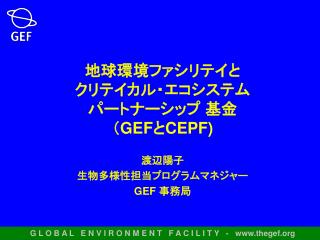 地球環境ファシリテイと クリテイカル・エコシステム　 パートナーシップ 基金 （ GEF と CEPF)