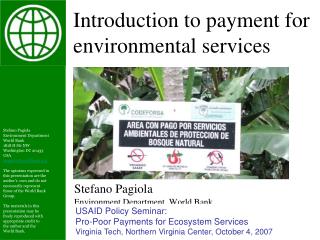 Introduction to payment for environmental services