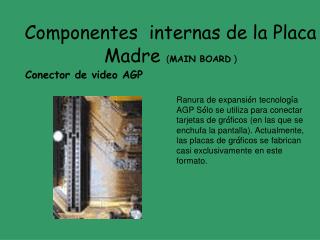 Componentes internas de la Placa Madre ( MAIN BOARD )