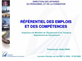 DIRECTION DES AFFAIRES DU PERSONNEL ET DE LA FORMATION