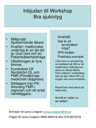 Inbjudan till Workshop Bra sjukintyg