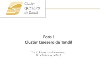 Foro I Cluster Quesero de Tandil Tandil , Provincia de Buenos Aires 21 de Diciembre de 2012